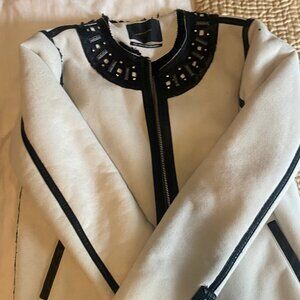Scotch & Soda/Maison Scotch White Suede/Black Shearling Jacket - Size 2